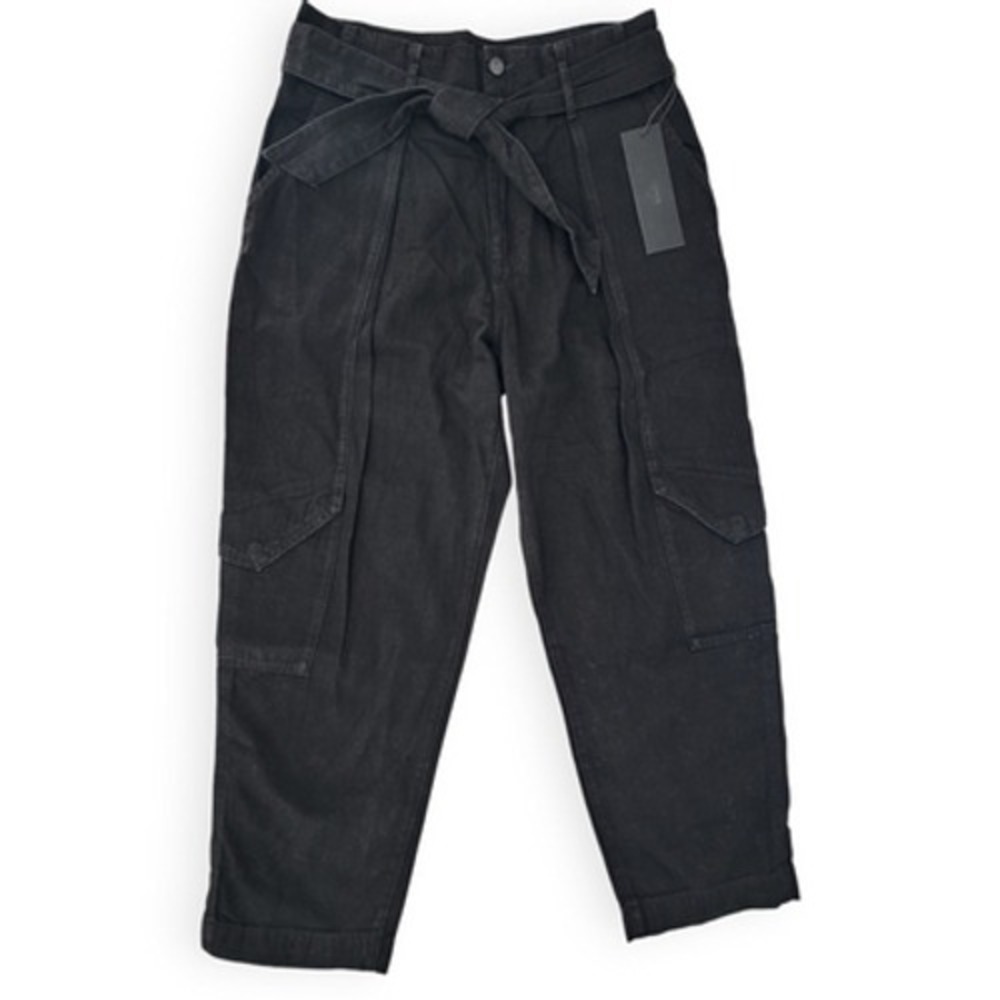 Edwin Harlow‎ Pants Women 30 Black Ultra High Rise Paperbag Belted Cargo Relaxed
